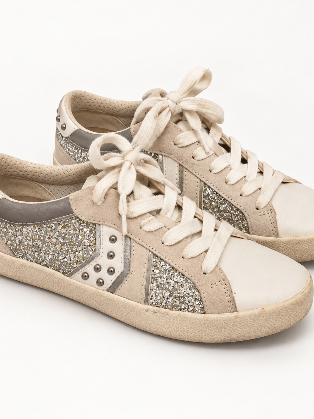 Geox Respira White & Silver Glitter Sneakers – Size 7